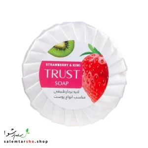 صابون توت فرنگی تراست برای لایهبرداری ملایم، روشنکننده و شادابکننده پوست با عصارههای گیاهی